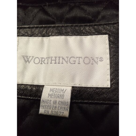 Worthington Men's Quilted Lined Leather Jacket Size Medium - Picture 4 of 6